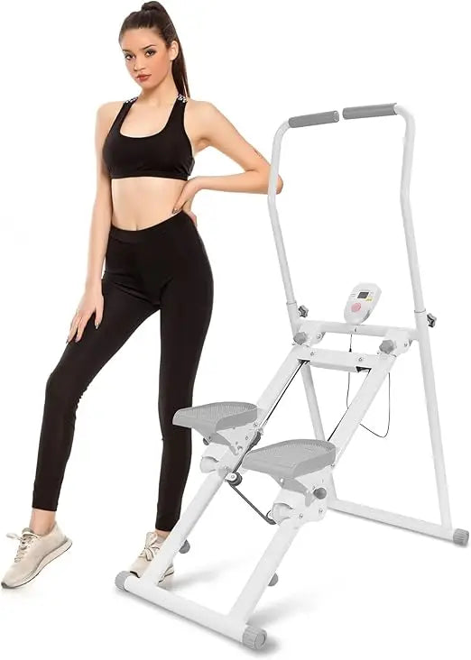 Home Stair Climber Machine, Exercise Stepper for Fitness/Foldable Adjustable Stair Master with 90% Pre-Assembled Vertical Trainer