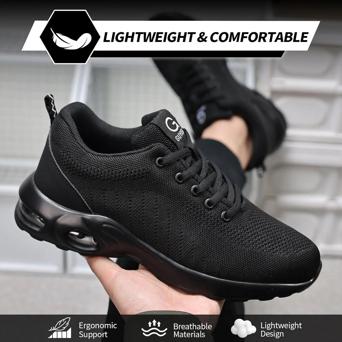 Wear Resistant Durable Steel Toe Work Shoes for Men Impact Resistant/Steel Toe Cap Lightweight Comfortable Industrial Safety Shoes