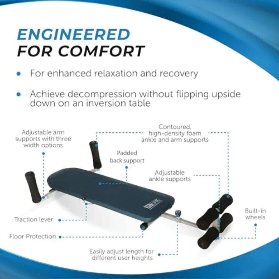 InLine Back Stretch Bench for Upper and Lower Back Relief Non Inversion/Decompression Fitness Equipment with Up to 250 lbs Weigh