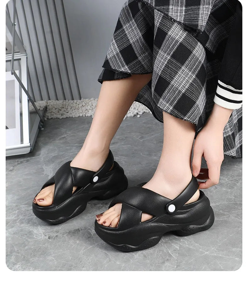 Popular Women Flip-flops Summer New Platform Wedges Slippers/Outdoor Fashion Slides EVA 7CM Shoes Casual Flip-flops