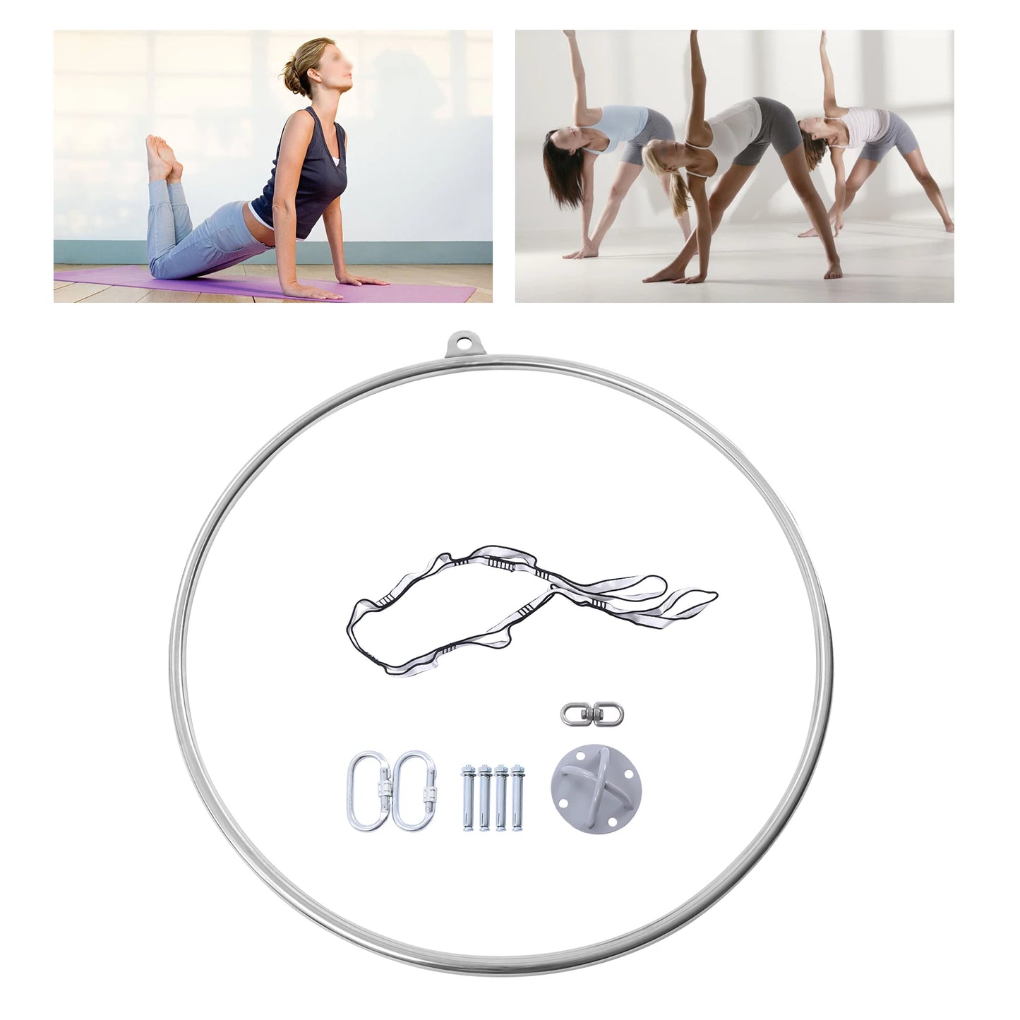 90cm Professional Aerial Hoop Dancing Circus Ring Set/Single Point Circus Aerial Equipment Yoga Hoop