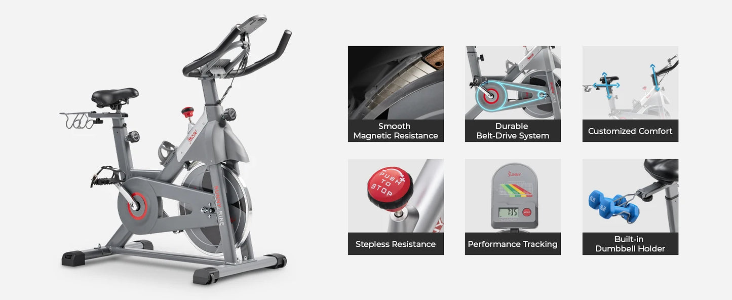 Indoor Cycling Resistance Exercise Bike/Optional Dumbbell Holder & Connected Fitness