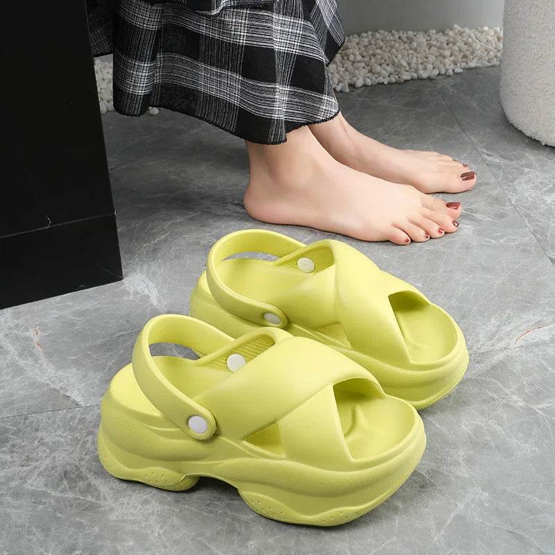 Popular Women Flip-flops Summer New Platform Wedges Slippers/Outdoor Fashion Slides EVA 7CM Shoes Casual Flip-flops