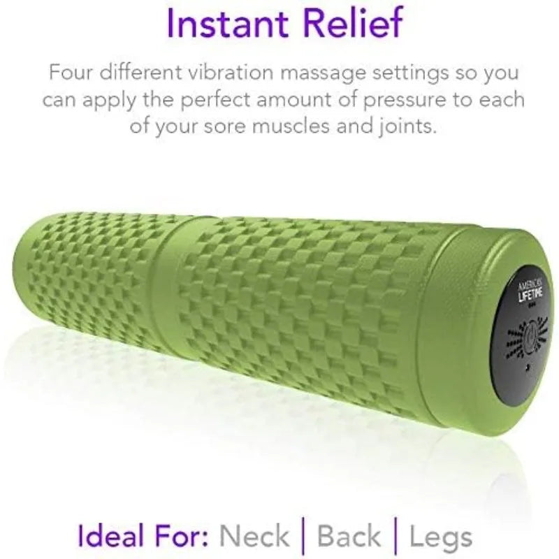 Vibrating Foam Roller, 17 Inch 4 Speed Rechargeable Electric High-Intensity Vibration/Deep Tissue Massage for Recovery Green