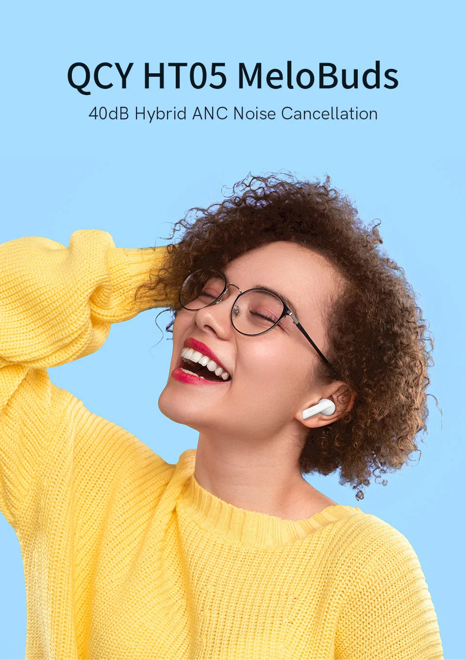 QCY HT05 ANC Wireless Earphones 40dB Active Noise Cancelling Bluetooth/5.2 Headphones 6 Mic ENC HD Call Headset TWS Earbuds
