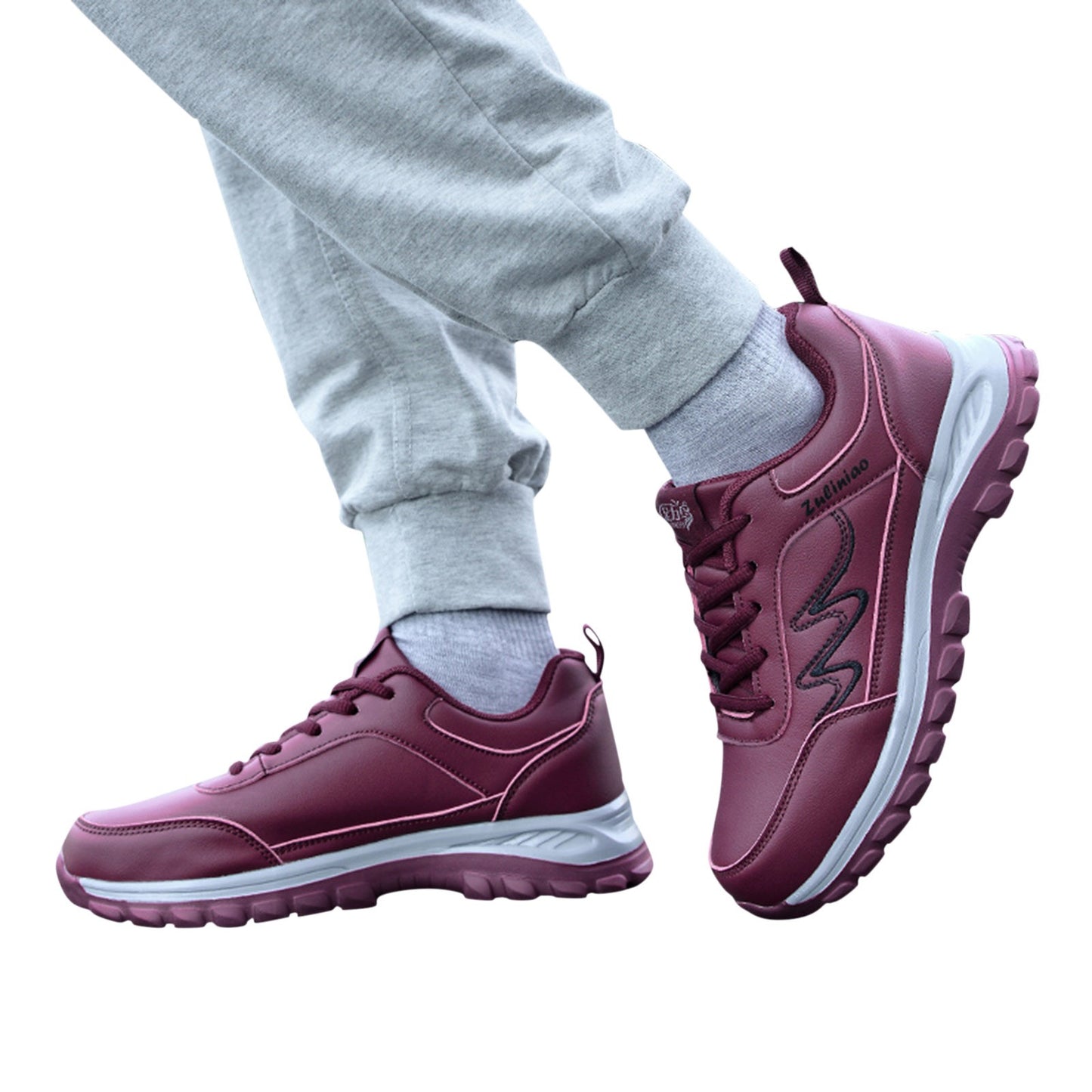 Fashion Autumn Women Sports Shoes Flat Non Slip Waterproof Lace Up/Simple Texture Design Casual Style Breathable Sports Sneakers