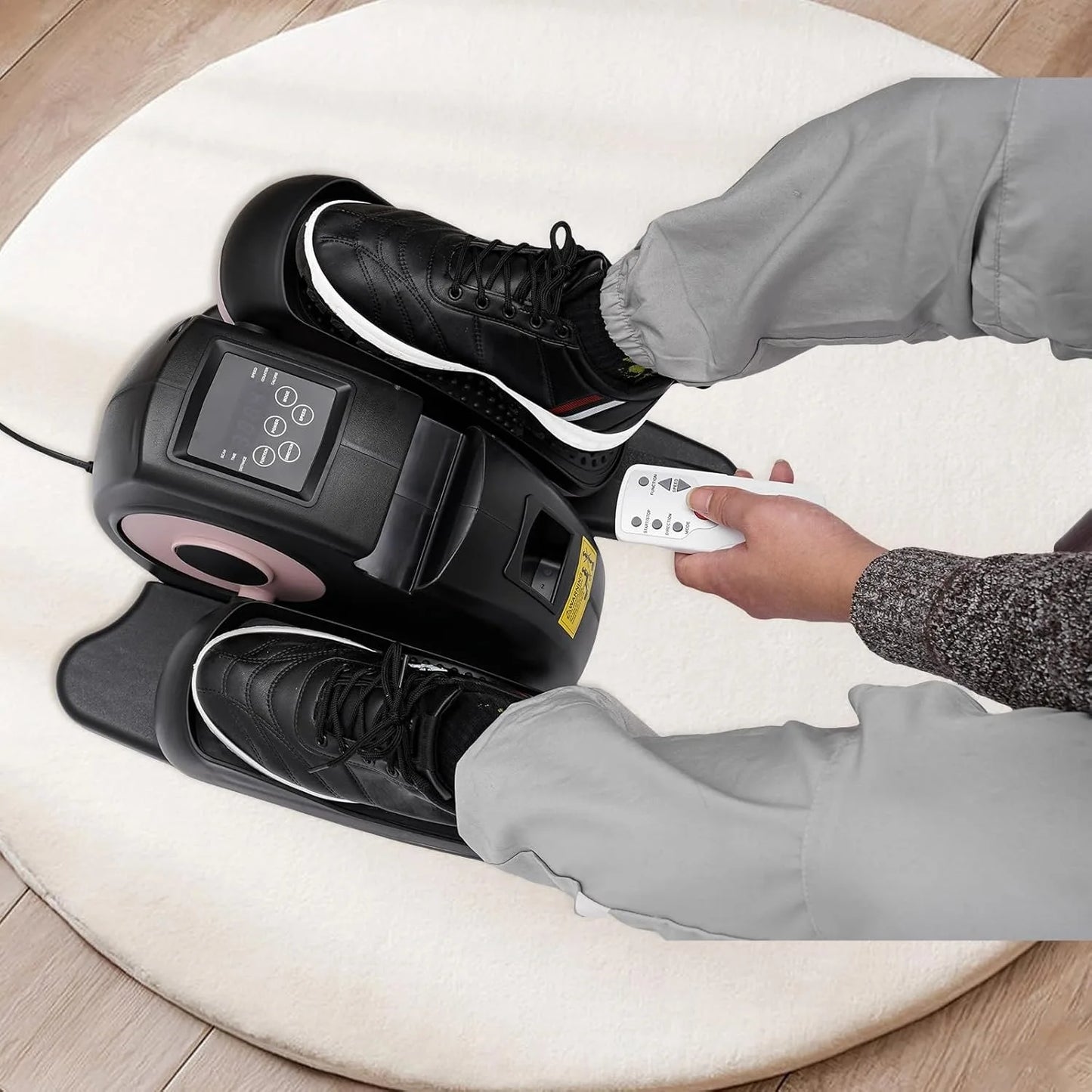 2-in-1 Seated Standing Mini Elliptical with LCD Screen Remote Control/Rehab Electric Sitting Leg Foot Pedal Exercise Equipment