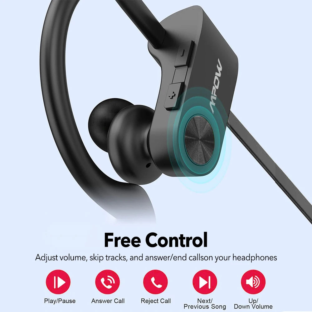 New Version Mpow Flame Sports Earphones IPX7 Waterproof/Bluetooth V5.3 Earbuds 12 Hours Playtime Noise Canceling Mic