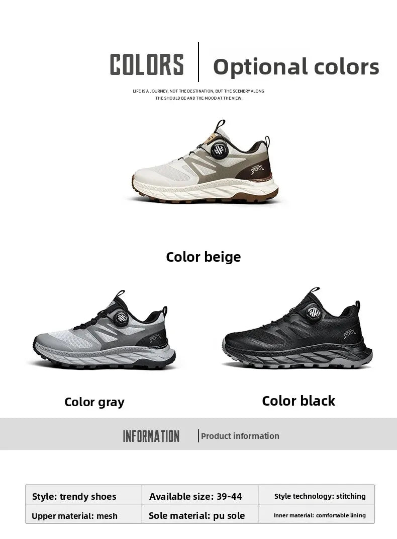Spring Summer Thin Automatic Buckle Trail Running Shoes Casual/Function Hiking Breathable Outdoor Sports Trendy Footwear