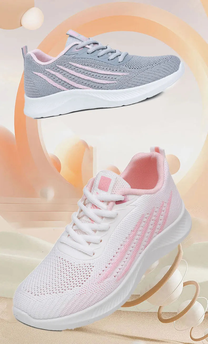 Women's Lightweight Running Shoes Summer Breathable Lace-Up/Gym Walking Training  Cushioned Sole Non Slip Fatigue Relief Casual