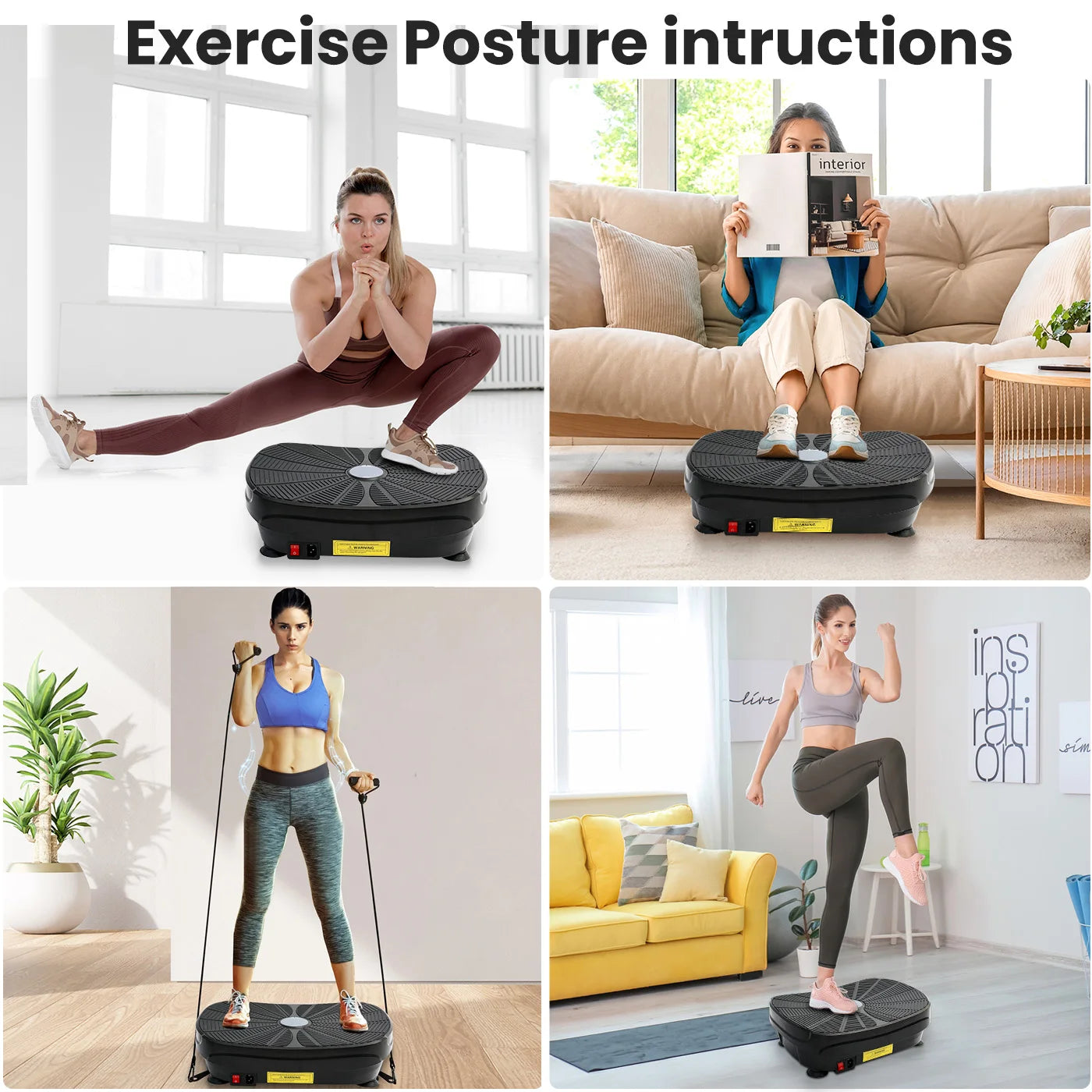 Vibration Plate Exercise Machine Whole Body Workout Power Vibration Shake Platform/Fitness Lazy Slimming Resistance Bands