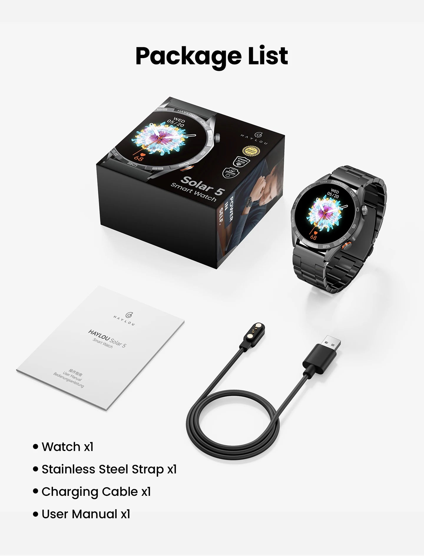 HAYLOU Solar 5 Voice Calling Smartwatch 1.58'' AMOLED Display 60Hz Smart Watch/24H Health Monitoring Sports Smartwatch for Men