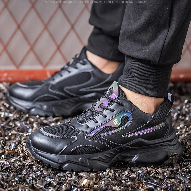 Men's Safety Shoes Working Protective Shoes Steel Toe Anti Smash/Anti Piercing Work Shoes Men Knit Sports Running Sneakers