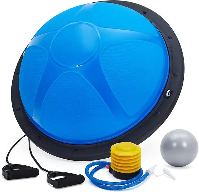 Half Exercise Ball,60Cm Balance Ball Trainer with Non-Slip Base 2 Bands/Pump & Extra Balls For Yoga Workouts Pilates Fitness
