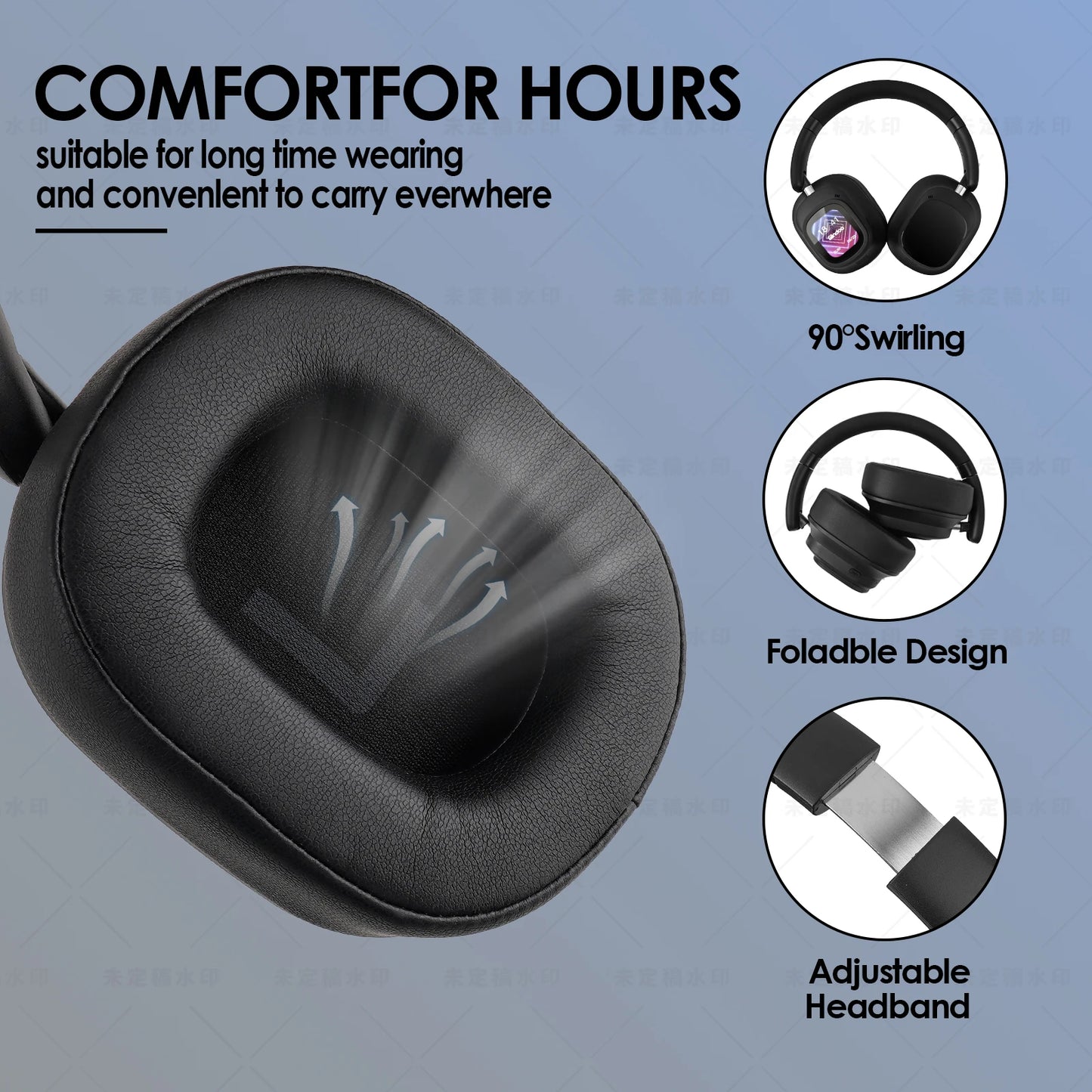 Siindoo JH-ANC930Plus Hybrid Wireless Headphone Active Noise Cancelling Headphones/With Multi Magnetic Touch Control LED Screen