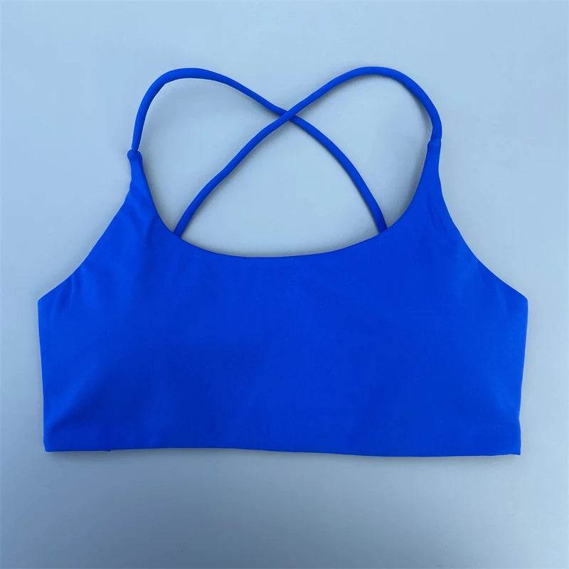 Women Sports Bra Sexy Cross Straps Back Fitness Bralette High Impact/Gym Yoga Workout Crop Top Vest Push Up Running Underwear