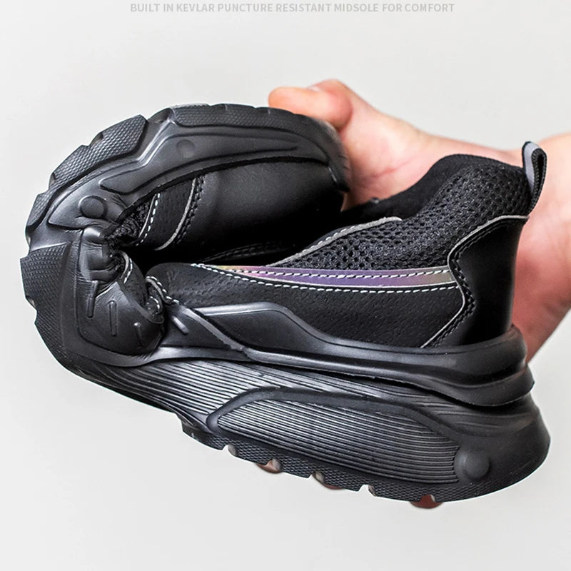 Men's Safety Shoes Working Protective Shoes Steel Toe Anti Smash/Anti Piercing Work Shoes Men Knit Sports Running Sneakers