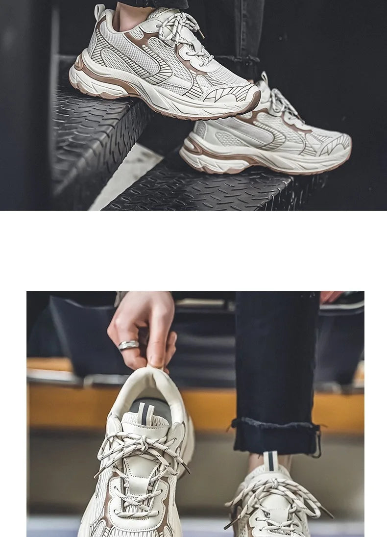 Fashion Retro Men's Shoes Design Sports Running Shoes for Men/Unique Design Sneakers Casual Trendy Thick Soled Shoes