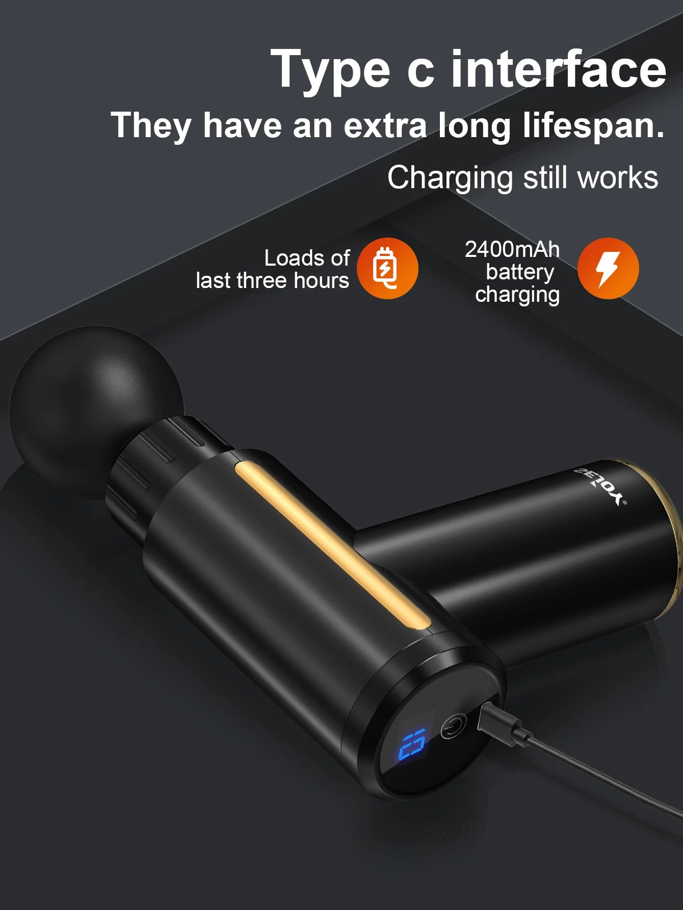 Massage Gun Deep Tissue for Pain Relief Fascia Massage Gun/with 4 Massage Heads & 6 Speeds