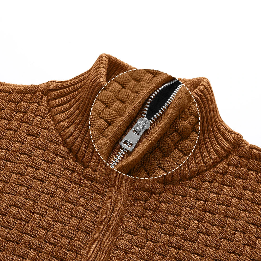 Men's Sweater Spring Outer Wear Quarter Zip Sweaters Polo Zip Pullover/Cable Knit Mock Neck Turtleneck Top US Size