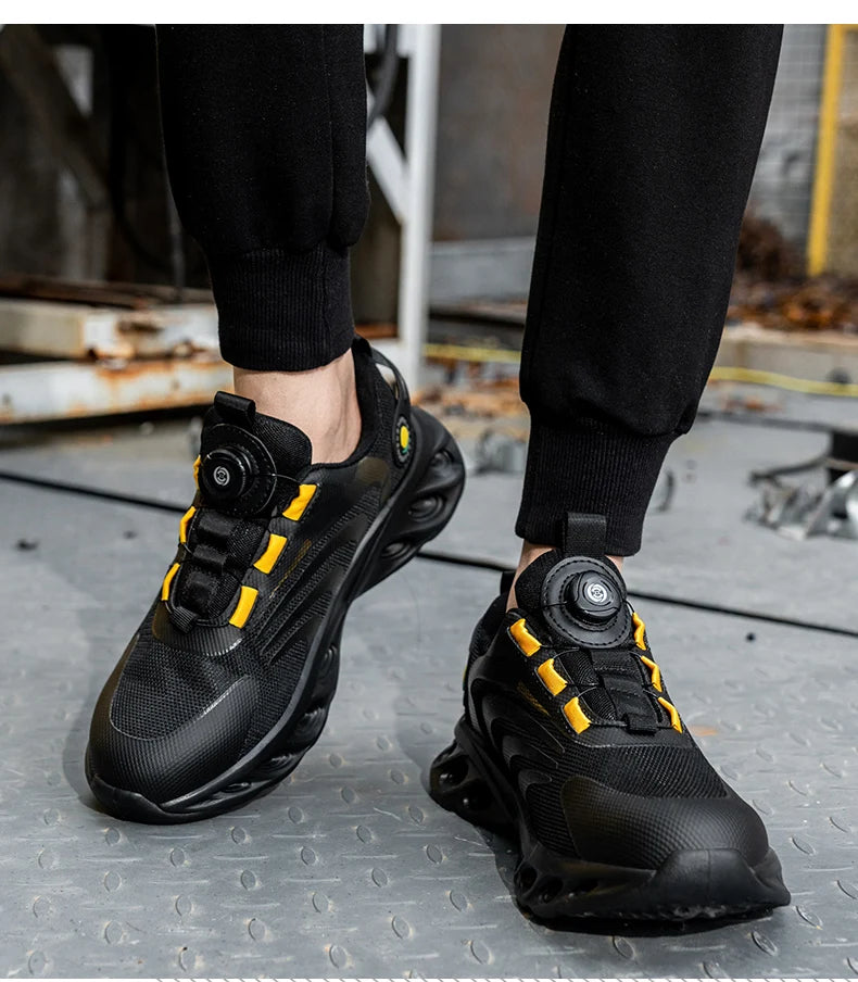 Lace-free, breathable, lightweight and comfortable/anti-smashing and anti-puncture safety shoes