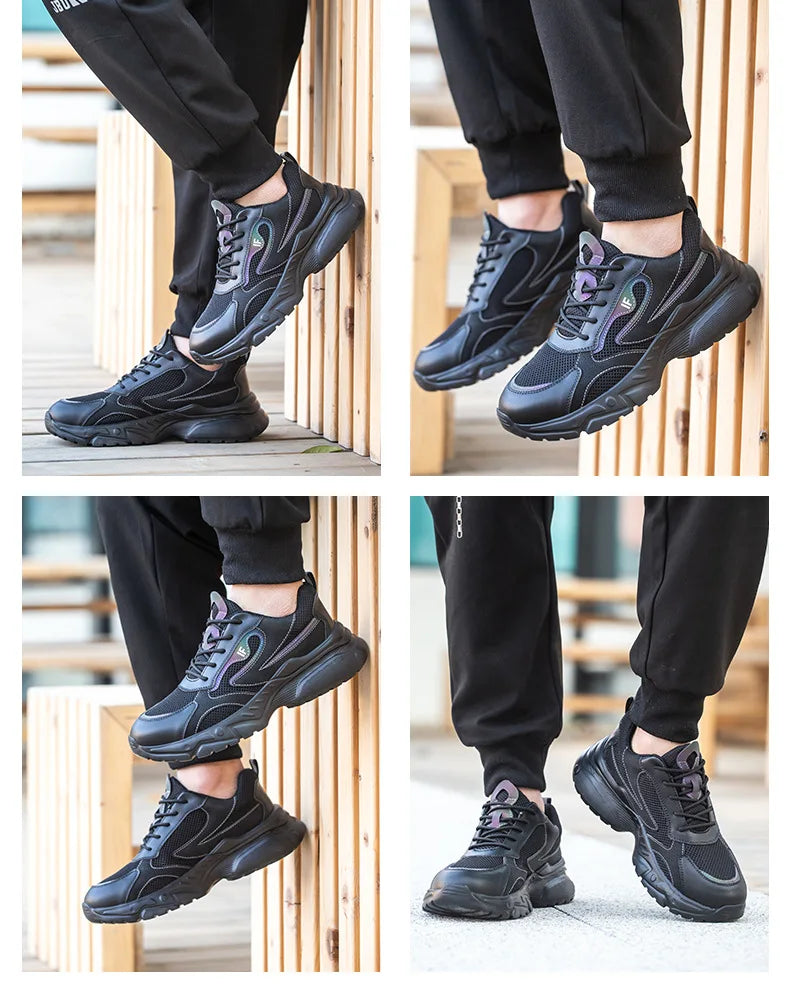 Men's Safety Shoes Working Protective Shoes Steel Toe Anti Smash/Anti Piercing Work Shoes Men Knit Sports Running Sneakers