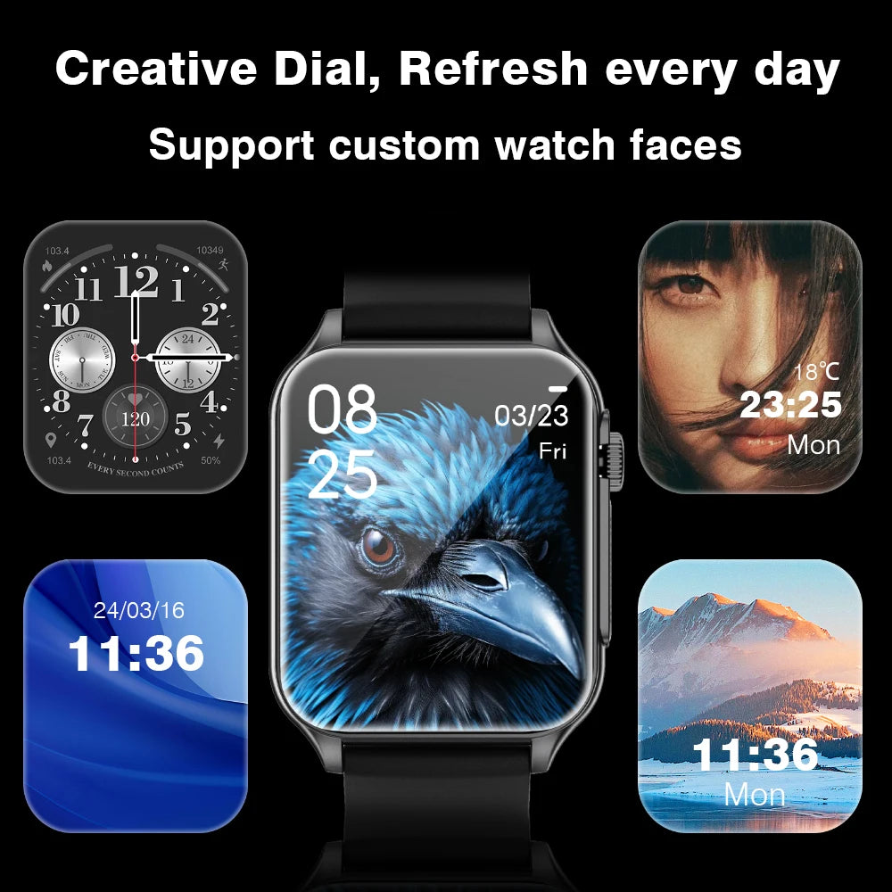AOLON P6 1.96'' Amoled Smartwatch Men Health Monitoring IP68 Waterproof/BT5.4 Voice Calling Smart Watch Women