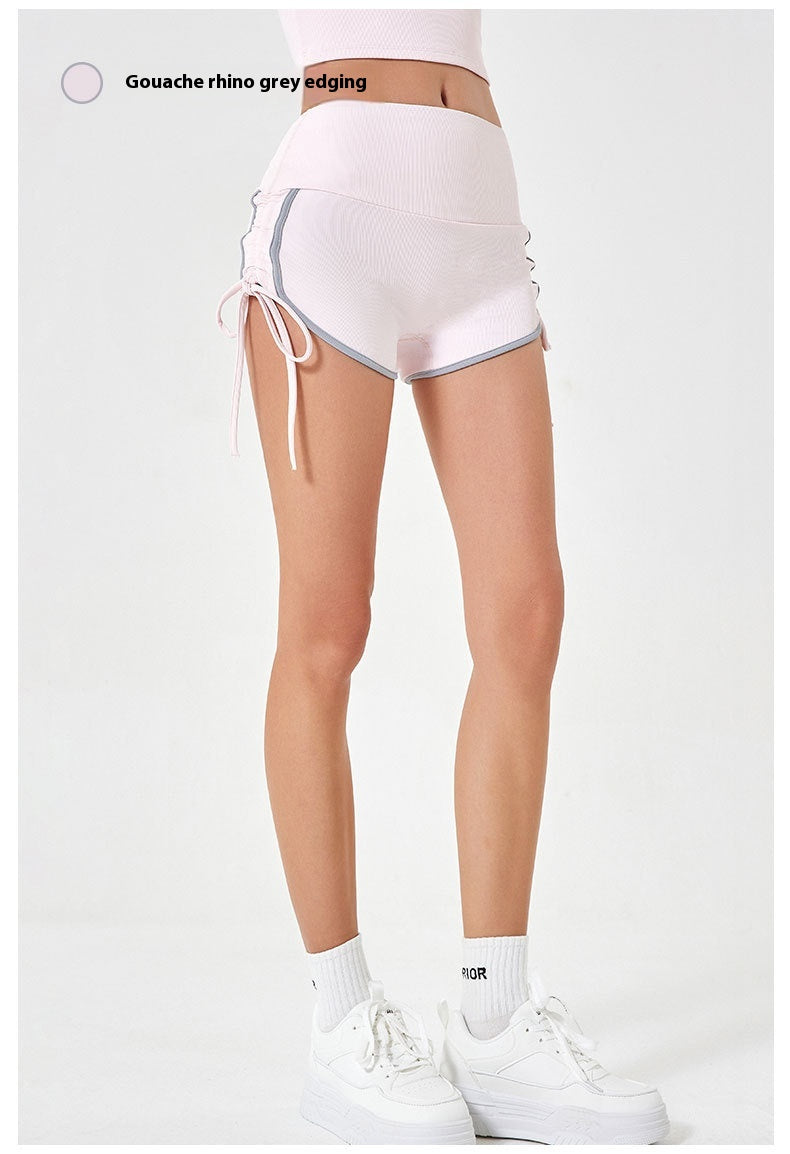Women's Thin Drawstring Sports Yoga Shorts/High Elastic Fitness Running Shorts