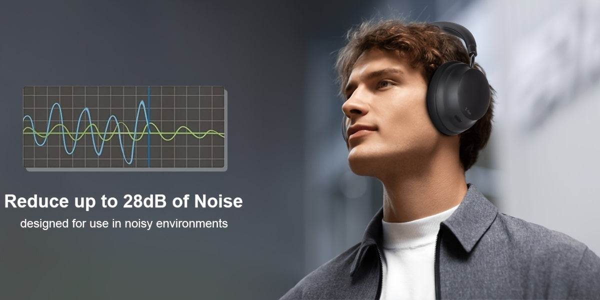 APP T-fun NC45 Bluetooth Active Noise Cancelling Headphones/Comfortable Wireless Over Ear Headphones with Mic, Hi-Res Audio,