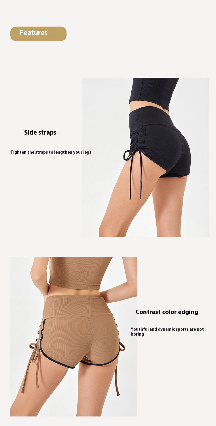 Women's Thin Drawstring Sports Yoga Shorts/High Elastic Fitness Running Shorts