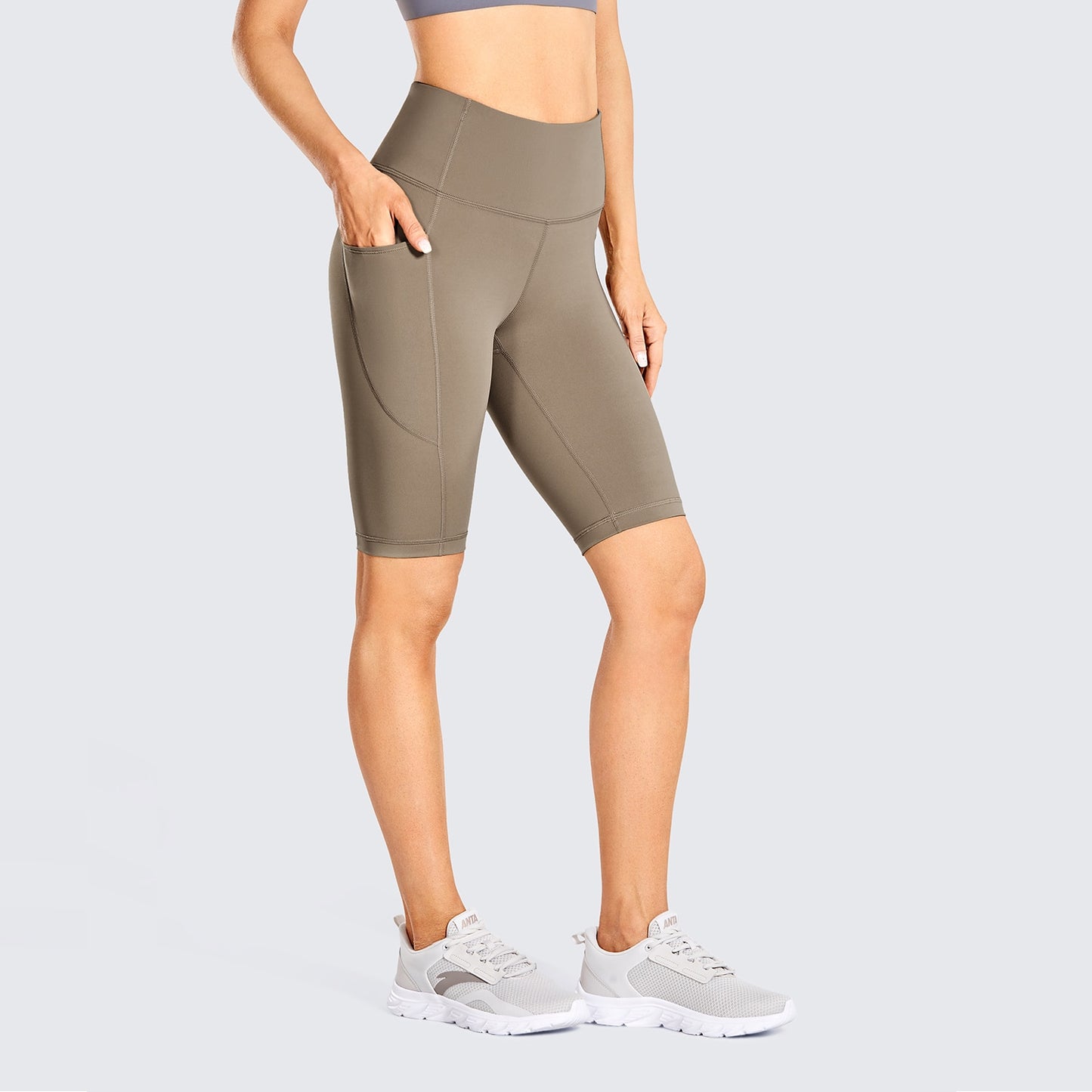 SYROKAN Women's High Waist Biker Shorts with Pockets