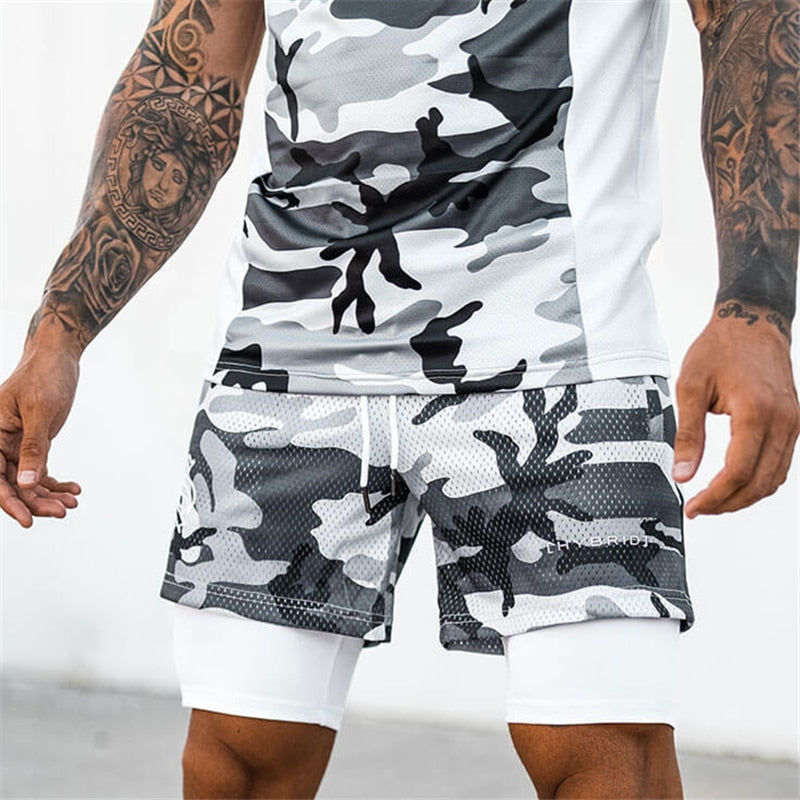 8-Color!!! 2 IN 1 Sport Camouflage Mesh/Breathable Running Shorts