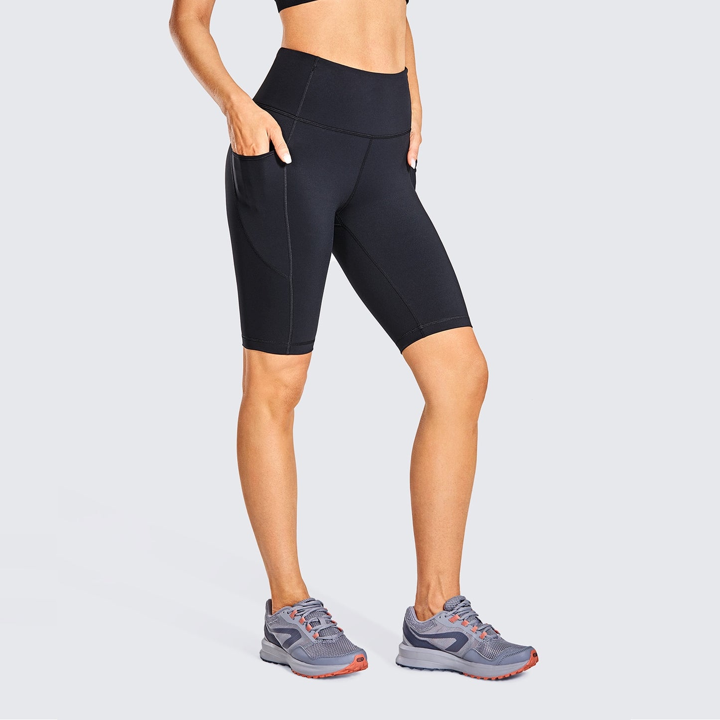 SYROKAN Women's High Waist Biker Shorts with Pockets