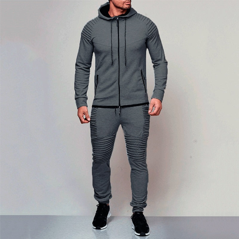 2 pieces Autumn Running tracksuit men/Sweatshirt Sports Set Gym Clothes
