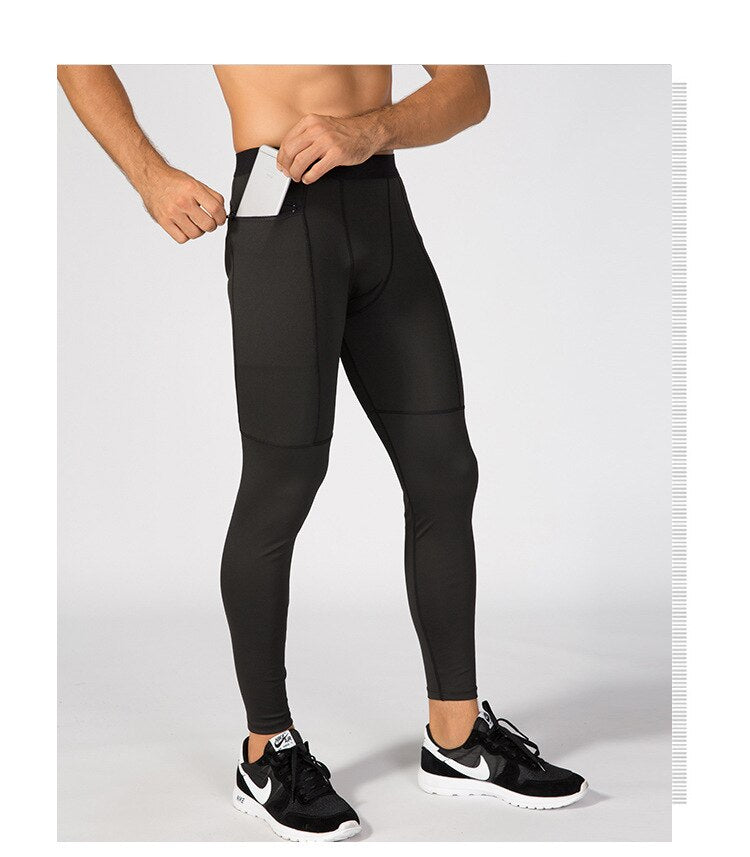 men Pocket Gym Leggings Sport Pants/Workout Fitness Compression Pants Men