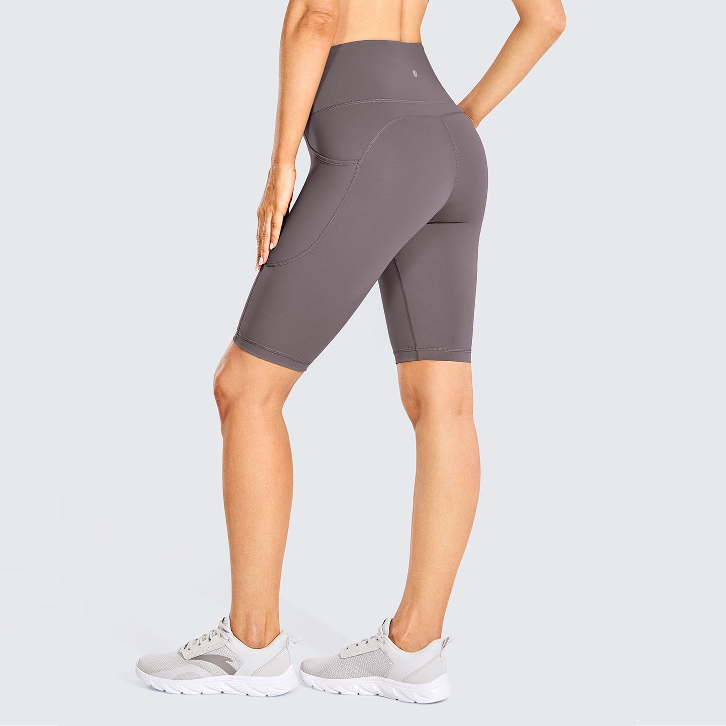 SYROKAN Women's High Waist Biker Shorts with Pockets