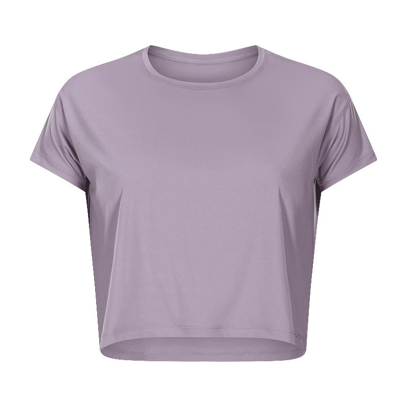 Loose Blouses Women Seamless Sport/t-Shirts Sexy Yoga Crop Top Short Sleeve