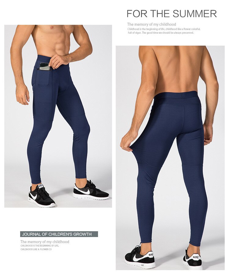 men Pocket Gym Leggings Sport Pants/Workout Fitness Compression Pants Men
