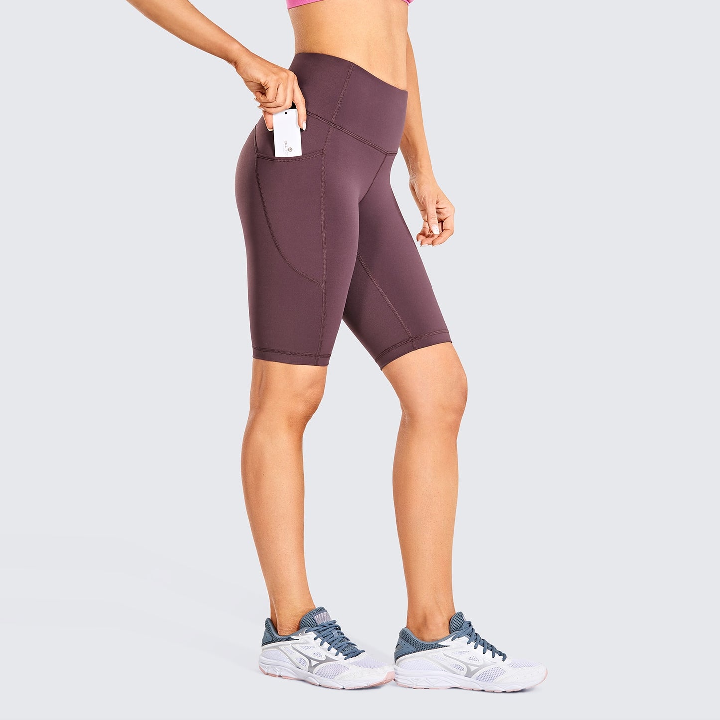 SYROKAN Women's High Waist Biker Shorts with Pockets