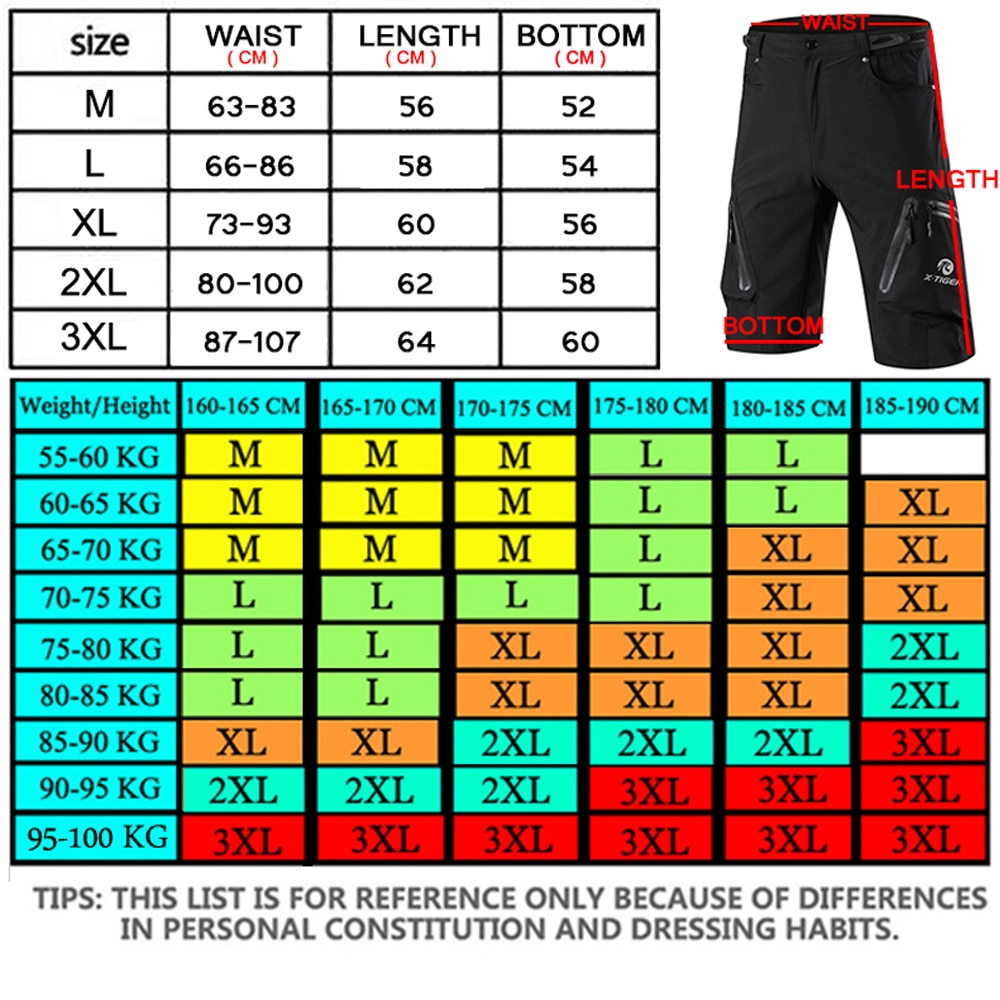 X-Tiger Men Mountain Bike Shorts Bicycle/Cycling MTB Shorts Outdoor Sports