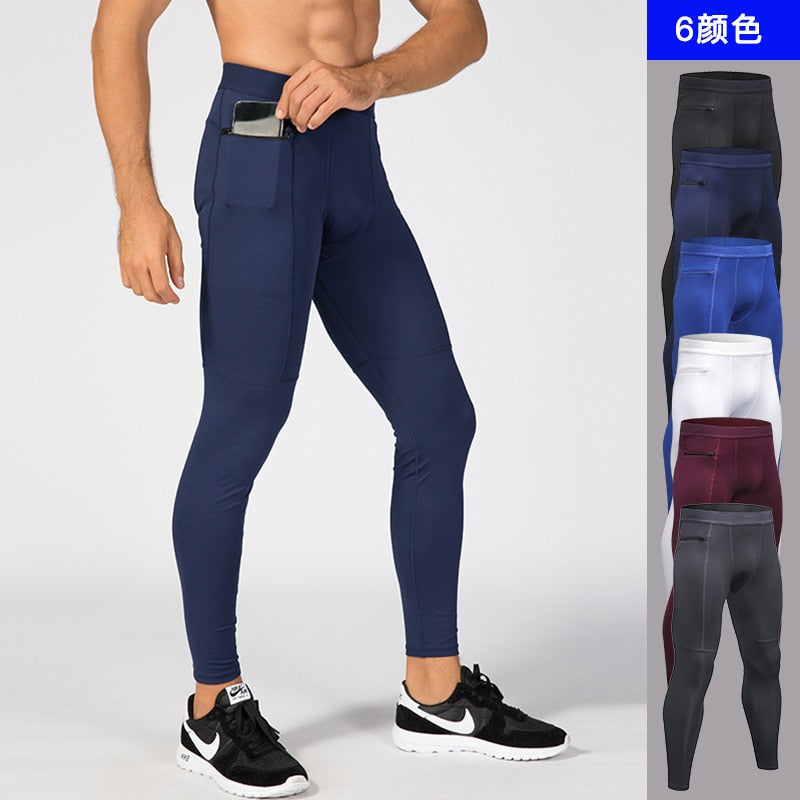 men Pocket Gym Leggings Sport Pants/Workout Fitness Compression Pants Men