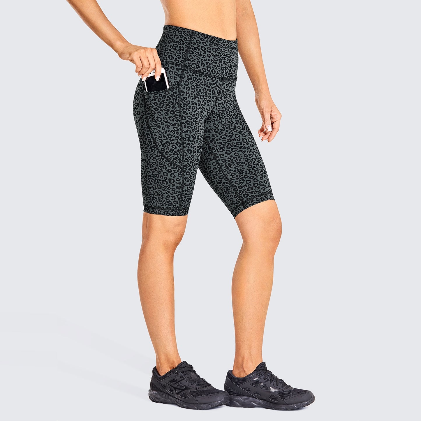 SYROKAN Women's High Waist Biker Shorts with Pockets