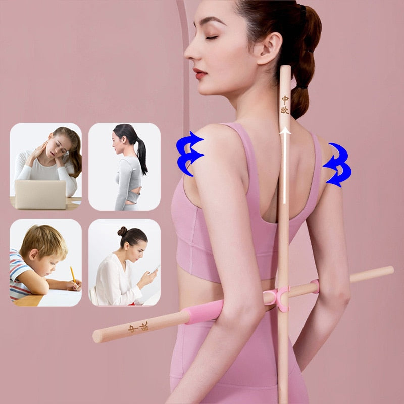 Women Girl Wooden Posture Corrector Stick/Back Posture Correction Stretcher