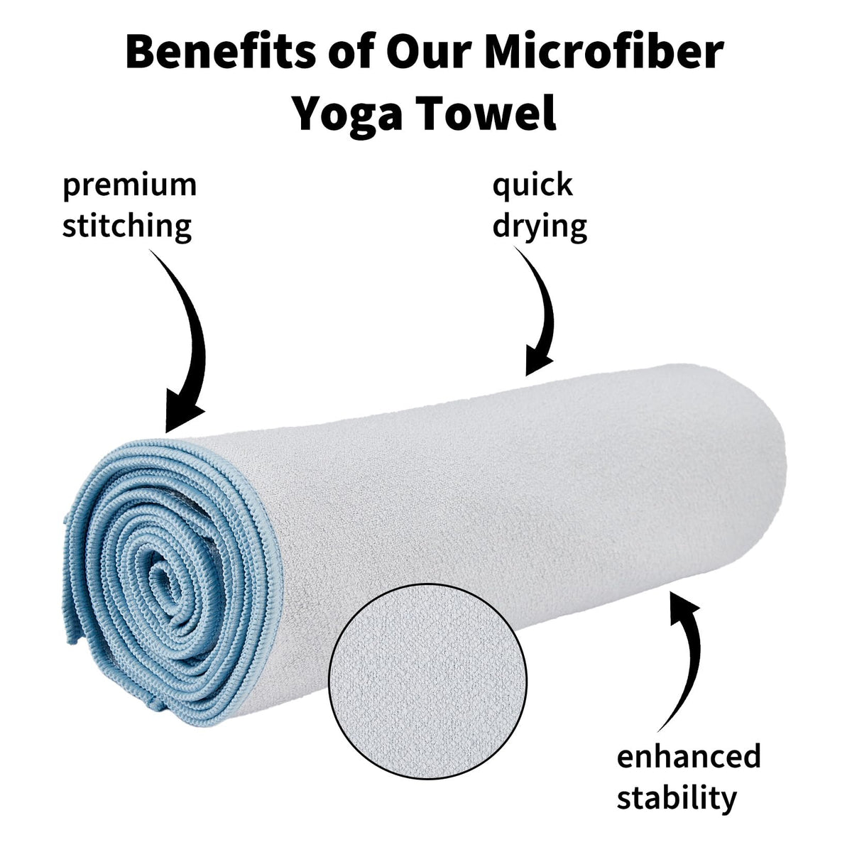 Non-Slip Microfiber Yoga Towel for Hot Yoga & Pilates Sweat Absorbent/Quick Dry Machine Washable Mat Cover, Ideal for Gym 183x67cm