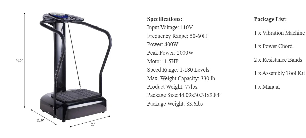 2000W Vibration Platform Whole Body Massager/Fitness Machine Exercise Training