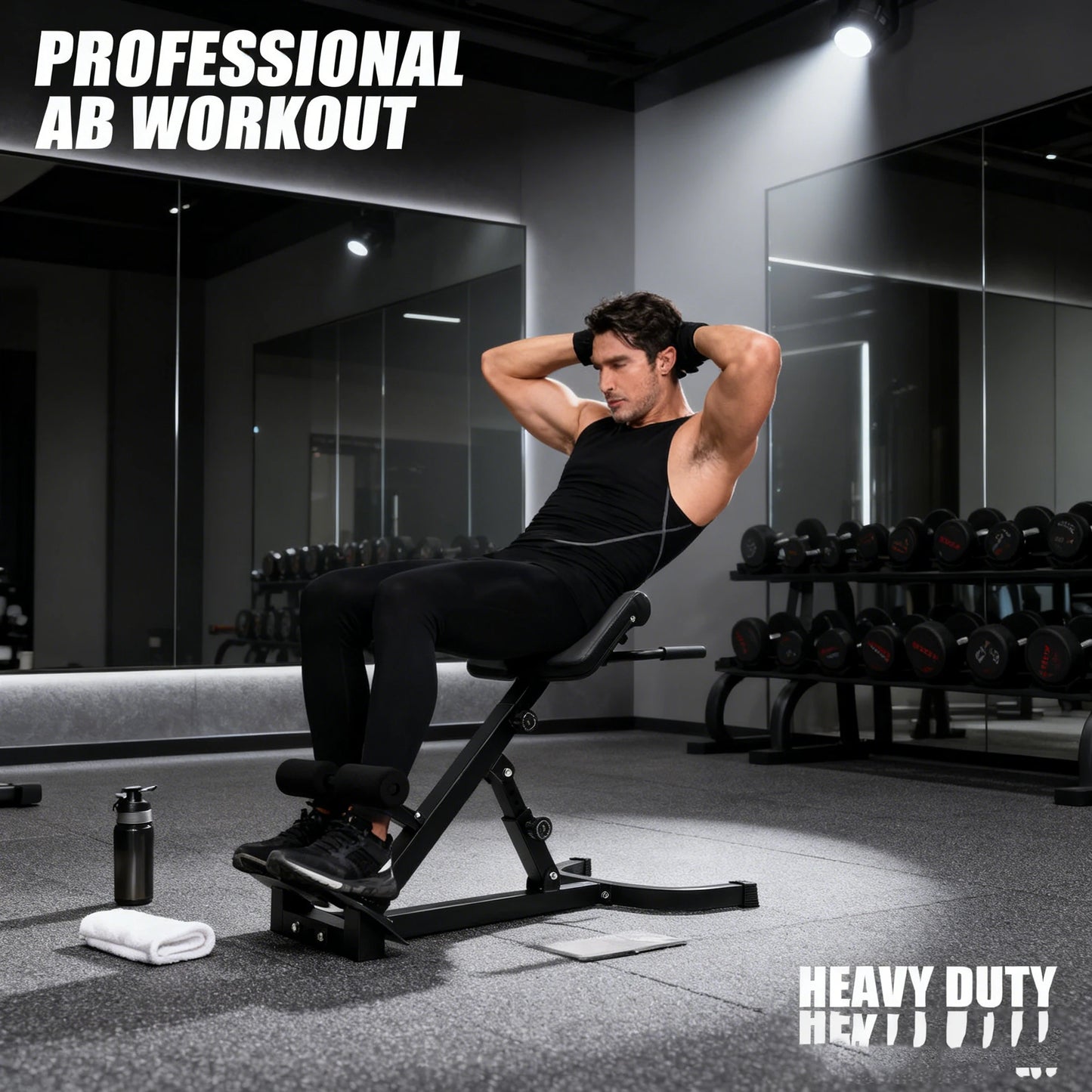 103*70*113 cm/ 40.55*27.55*44.48 in Black Home Fitness Workout/Roman Chair Hyperextension Back Extension Bench Adjustable