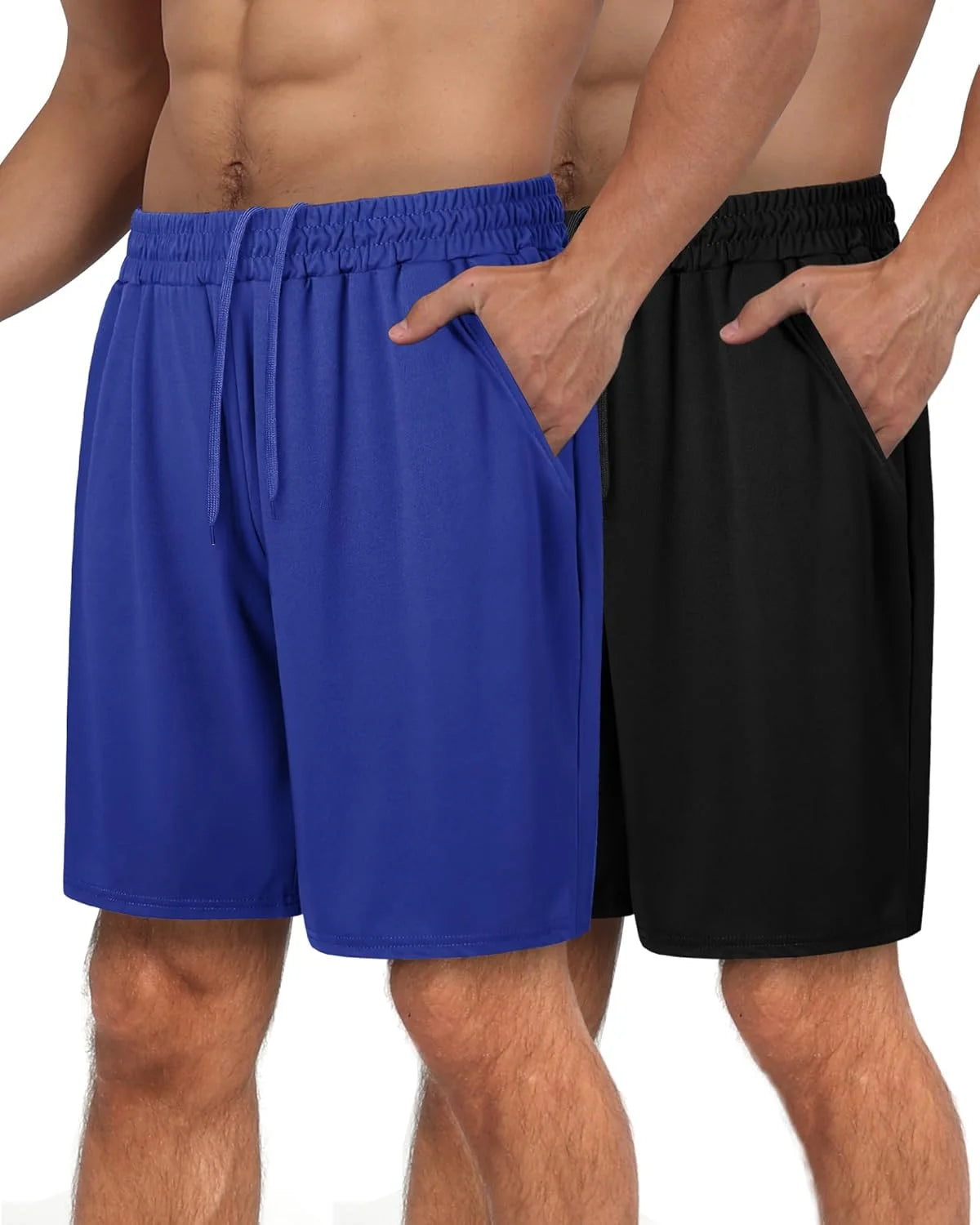 2 Pack Men's Gym Basketball Shorts Athletic Black Workout/Quick Dry Shorts with Pockets for Casual Running