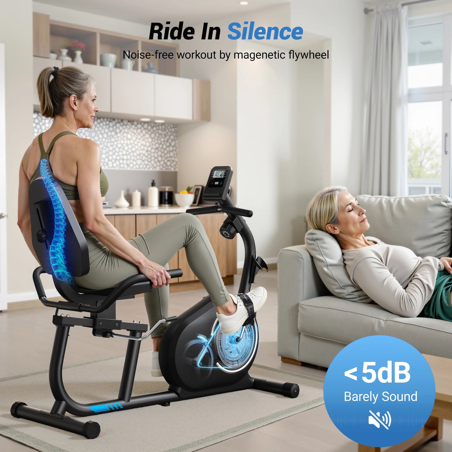 MERACH Recumbent Exercise Bike for Home Smart Bluetooth/Exclusive App Connectivity LCD Heart Rate Handle Magnetic Recumbent Bike