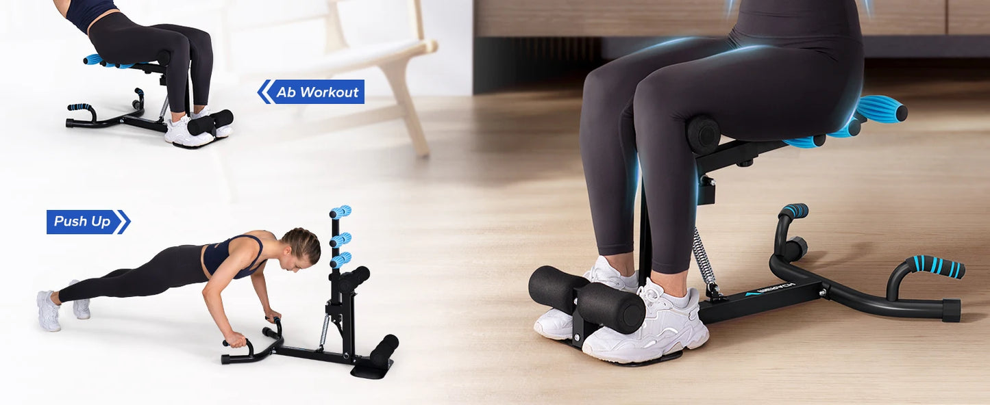 MERACH Multi-Functional Deep Squat Machine Adjustable Trainer/Core & Abs Leg Push Up Workout Exercise Machine 300Lbs Capacity