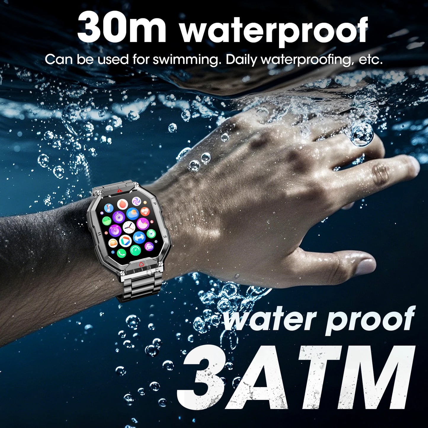 2026 Fashion 2.1 Inch AMOLED Smart Watch Men Bluetooth Call/107 Sports Mode GPS Trajectory Heart Rate Blood Pressure Oxygen Monitor